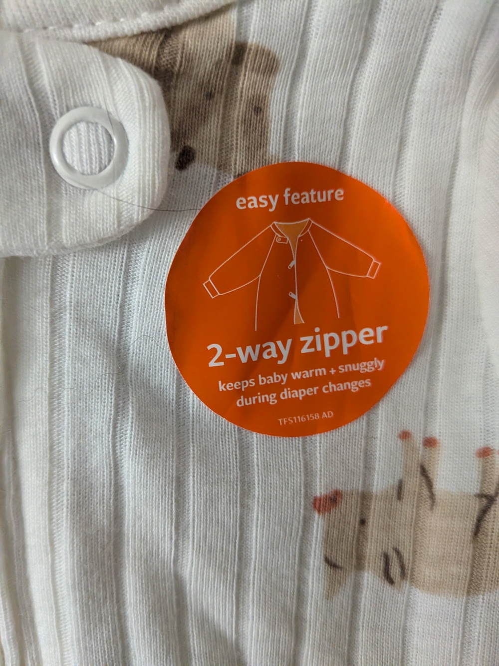 Carter's Newborn NWT Cream Farm Animal Ribbed Footed One-Piece PJ's Pajamas Baby - Picture 3 of 6